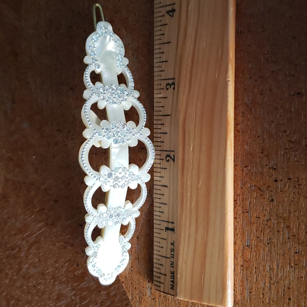 VTG 'by Charles' Mother of Pearl, and crystals hair clip, Belgium - Picture 9 of 12